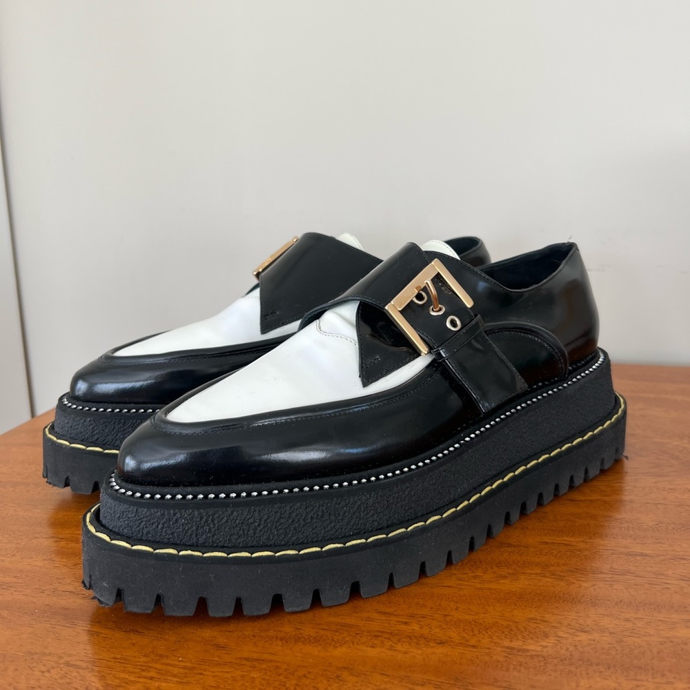 No21 black and cream creepers with crystals size 40